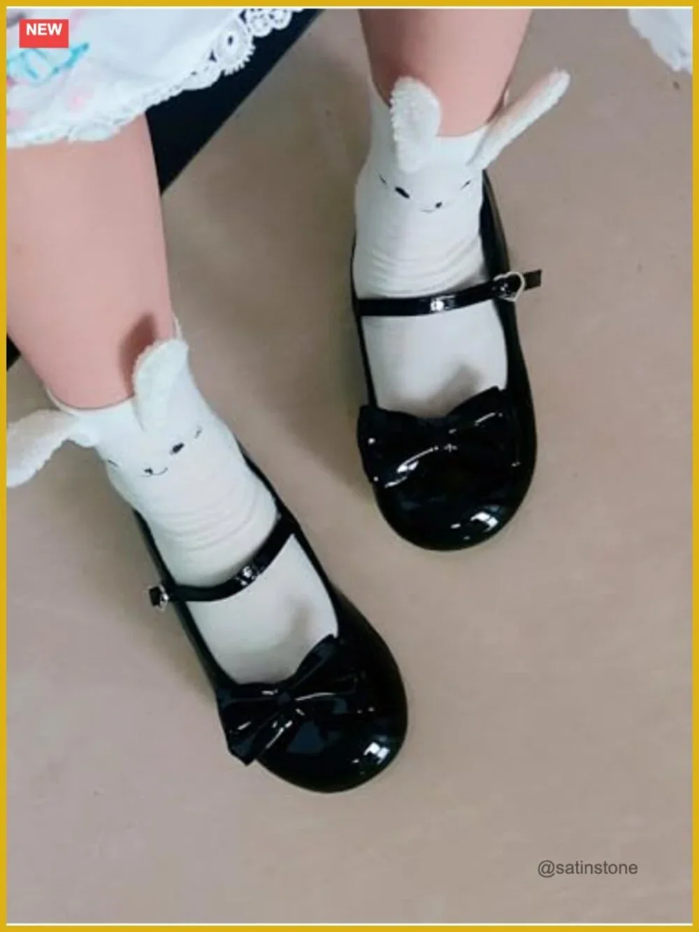 Lolita Shoes Cute Mary Jane Flats Cosplay Party Shoes with Detachable Bow,